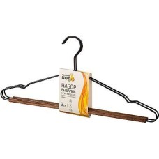 РЫЖИЙ КОТ Набор вешалок металлических с деревянной перекладиной Винтаж, цвет черный, 3 шт (107891)