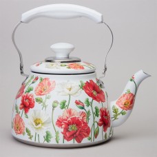 Чайник AGNESS 916-436 БЕЛЫЕ МАКИ с фильтром 1500мл