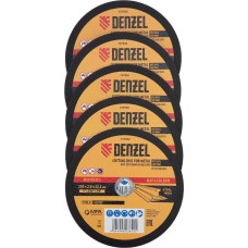 Отрезной круг DENZEL Круг отрезной по металлу, 230 х 2,0 х 22,2 мм, A36TBF, в метал.банке, 5 шт. 737920