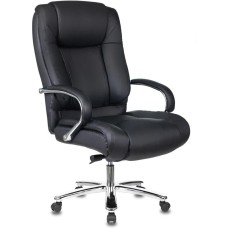 Кресло компьютерное БЮРОКРАТ Кресло руководителя T-9925SL, кожа, до 200кг, механизм со смещенной осью, черный