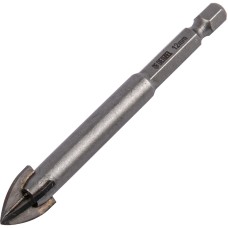 DENZEL Сверло по керамической плитке 12 мм, крестовая пластина, шестигранный хвостовик// 728113