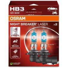 Лампа галогенная OSRAM Автолампа галогенная HB3 (60W P20D +150%) NIGHT BREAKER LASER (евробокс, 2шт) 3200K 12V