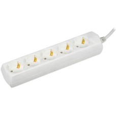 IEK Сетевой удлинитель У05 7м (5 розеток) белый (пакет ПЭ)