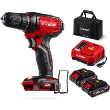 ЗУБР 20 В, 40 Н·м, 2 АКБ LMS (2 А·ч), дрель-шуруповерт, сумка (ДШ-40-22)