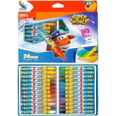 DELI Восковые мелки EC21020 Super Wings 24цв. картон.кор./европод