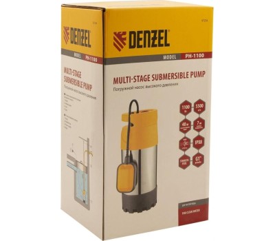 Дренажный насос DENZEL Погружной насос высокого давления PH1100, 1100Вт, подъем 40м, 5500 л/ч 97234