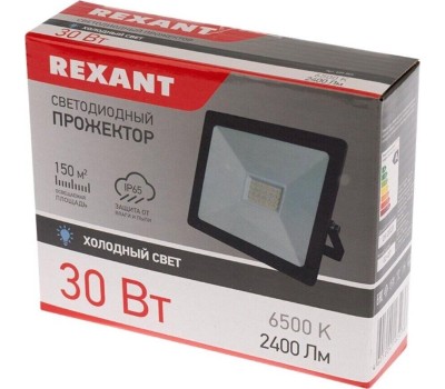 Прожектор светодиодный REXANT (605-003) 30 Вт 200-260В IP65 2400 лм 6500 K холодный свет