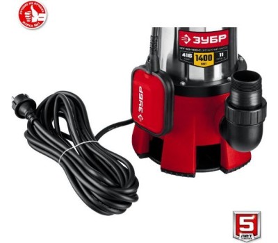 Дренажный насос ЗУБР НПГ-М3-1400-С Дренажный насос для грязной воды корпус нерж. сталь, 1400 Вт