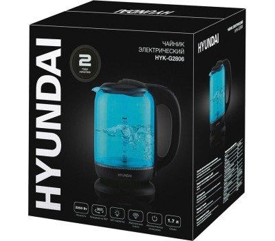 Чайник электрический HYUNDAI HYK-G2806 (1.8л. стекло)