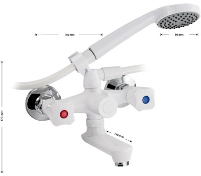 Смеситель для ванной BRIMIX 4401 Смеситель в ванную короткий излив, металлокерамика, с шаровым переключением, из высокопрочного пластика АБС - БЕЛЫЙ