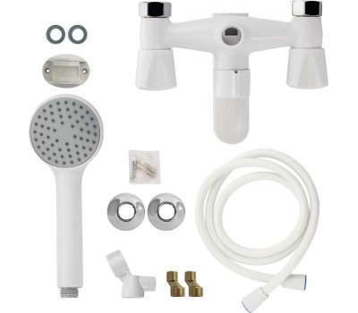 Смеситель для ванной BRIMIX 4401 Смеситель в ванную короткий излив, металлокерамика, с шаровым переключением, из высокопрочного пластика АБС - БЕЛЫЙ