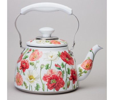 Чайник AGNESS 916-436 БЕЛЫЕ МАКИ с фильтром 1500мл