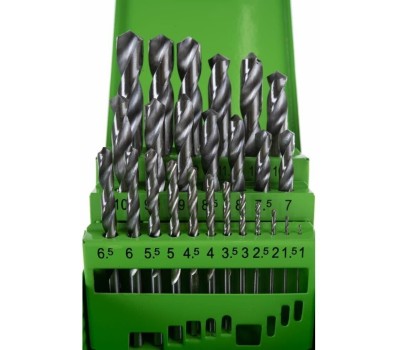 Набор сверл СИБРТЕХ Набор сверл по металлу, 1-10 мм, (через 0.5 мм +3.2 и 4.8 мм) HSS 21 шт, металлический бокс, цилиндрический хвостовик 723756