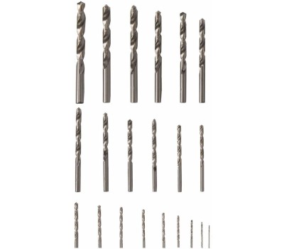 Набор сверл СИБРТЕХ Набор сверл по металлу, 1-10 мм, (через 0.5 мм +3.2 и 4.8 мм) HSS 21 шт, металлический бокс, цилиндрический хвостовик 723756