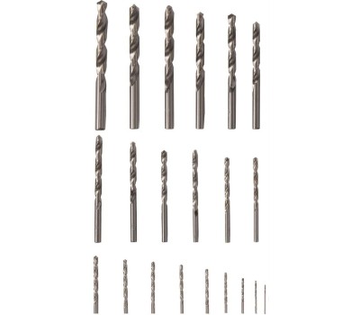 Набор сверл СИБРТЕХ Набор сверл по металлу, 1-10 мм, (через 0.5 мм +3.2 и 4.8 мм) HSS 21 шт, металлический бокс, цилиндрический хвостовик 723756