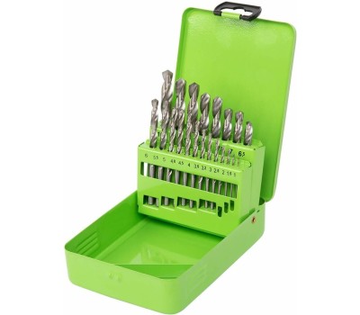 Набор сверл СИБРТЕХ Набор сверл по металлу, 1-10 мм, (через 0.5 мм +3.2 и 4.8 мм) HSS 21 шт, металлический бокс, цилиндрический хвостовик 723756