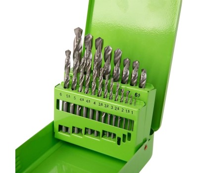 Набор сверл СИБРТЕХ Набор сверл по металлу, 1-10 мм, (через 0.5 мм +3.2 и 4.8 мм) HSS 21 шт, металлический бокс, цилиндрический хвостовик 723756