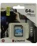 KINGSTON Карта памяти SDXC UHS-I U3 Canvas Go Plus 64 ГБ, 170 МБ/с, Class 10, SDG3/64GB, 1 шт., без адаптера