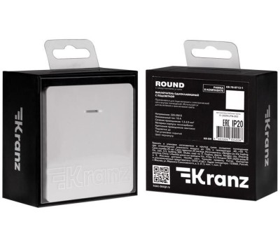KRANZ Выключатель ROUND 1 кл перекрестный (переключатель) с подсветкой 10А с/у перламутр