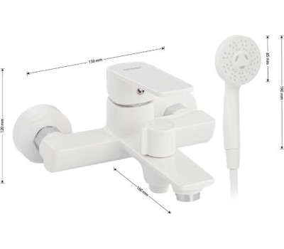 BRIMIX - Смеситель для ванны, c коротким изливом, шаровый, из высокопрочного АБС пластика, премиум, цвет БЕЛЫЙ. 5588-V