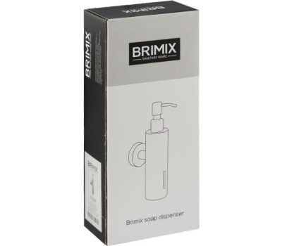 BRIMIX - Дозатор для жидкого мыла настенный, антивандальный, 250 мл, цилиндрический корпус, из нержавеющей стали SUS 304, цвет САТИН. 22088