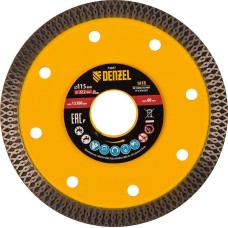 Алмазный диск DENZEL Диск алмазный отрезной 115 х 22,2мм, сплошной, супертонкий, горячий пресс, сухой/мокрый рез 73057