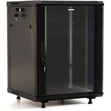 HYPERLINE Шкаф коммутационный TWB-FC-2245-GP-RAL9004 настенный, стеклянная передняя дверь, 22U, 600x1098x450 мм