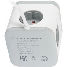 BURO Сетевой удлинитель BU-PC3.1UС-W, 1.5м, белый