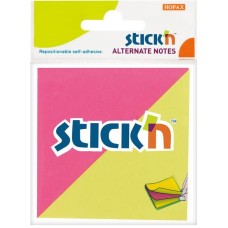 STICK`N Блок самоклеящийся бумажный 21299 76x76мм 100лист. 70г/м2 неон 2цв.в упак. европодвес