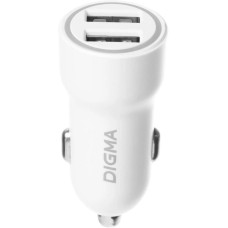 DIGMA Автомобильное зар./устр. DGC1С 12W 2.4A 2xUSB белый (DGC1C2LX22WH)