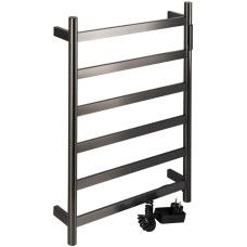 KRAFTTE - Полотенцесушитель электрический, ЛЕСЕНКА, 480 х 730 х 90 мм, на 6 перекладин, 75 Вт, 220В / 50 Гц, из нержавеющей стали, с таймером до 24 часов, цвет ГРАФИТ. 44056