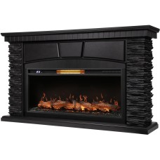 Камин электрический ROYAL THERMO Каминокомплект: Очаг Aurora RTFP/P-AR40LS, портал Porto 40 камень черный шпон венге