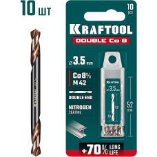 KRAFTOOL DOUBLE Сo-8 3.5х52мм, Сверло двухстороннее по металлу, сталь M42(+8%Co), класс А (29654-3.5-10)