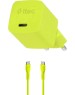 TTEC Сетевое зарядное устройство SmartCharger GAN 20W PD USB-C Travel Fast Charger с кабелем USB-C - USB-C 3A. Длина кабеля: 120см. Цвет: неоновый желтый