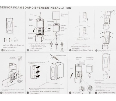 Дозатор сесорный GFMARK 718 Дозатор СЕНСОРНЫЙ, ПЕНА, пластик АБС, БЕЛЫЙ, большой, с окошком, 1000 мл