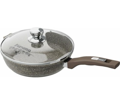 Сковорода МЕЧТА С26902 Premium (mokko) 26см с несъемн. ручкой и стекл. крышкой