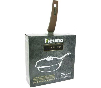 Сковорода МЕЧТА С26902 Premium (mokko) 26см с несъемн. ручкой и стекл. крышкой