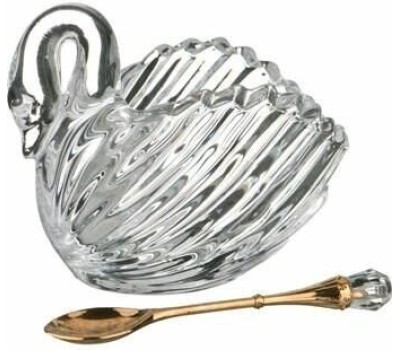 Икорница LEFARD 195-112 MUZA CRYSTAL ЛЕБЕДЬ с ложкой 11*7*8,5см