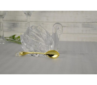 Икорница LEFARD 195-112 MUZA CRYSTAL ЛЕБЕДЬ с ложкой 11*7*8,5см
