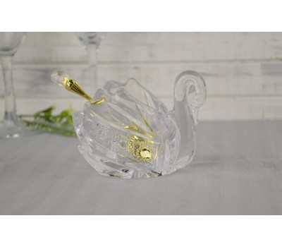Икорница LEFARD 195-112 MUZA CRYSTAL ЛЕБЕДЬ с ложкой 11*7*8,5см