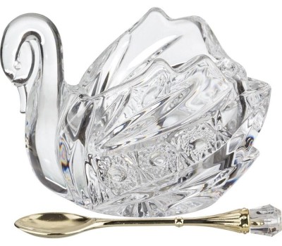 Икорница LEFARD 195-112 MUZA CRYSTAL ЛЕБЕДЬ с ложкой 11*7*8,5см