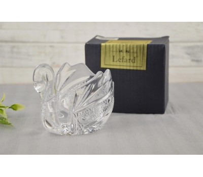 Икорница LEFARD 195-112 MUZA CRYSTAL ЛЕБЕДЬ с ложкой 11*7*8,5см
