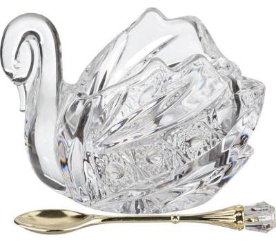 Икорница LEFARD 195-112 MUZA CRYSTAL ЛЕБЕДЬ с ложкой 11*7*8,5см