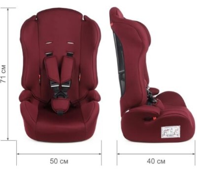 Детское автомобильное кресло ZLATEK KRES4137 ZL513 Basic разборное гр.I/II/III, бордо