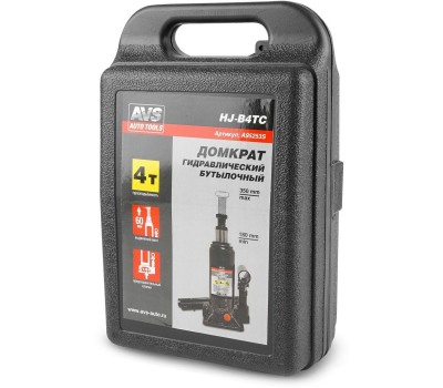 Домкрат AVS HJ-B4TC гидравлический, 4т, 180-350мм. с клапаном, в кейсе (ремкомплект)