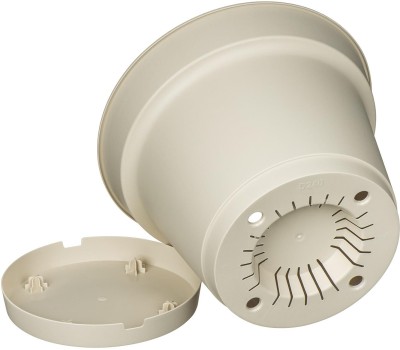 Горшок цветочный HOMVER Mint D240мм, 5л с поддоном (светло-бежевый) 221612125/01