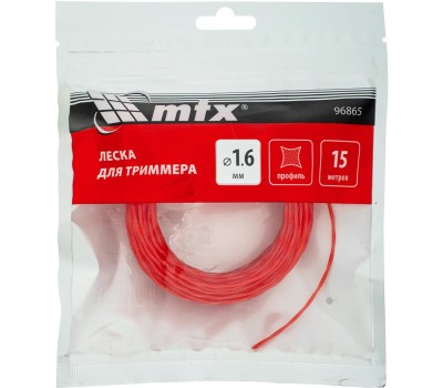 Леска для триммера MTX Леска для триммера витой квадрат 1,6 мм х 15 м //