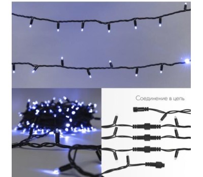 NEON-NIGHT Гирлянда светодиодная Нить 20м 200 LED СИНИЙ черный каучук IP67 эффект мерцания соединяется 230В нужен блок 315-000