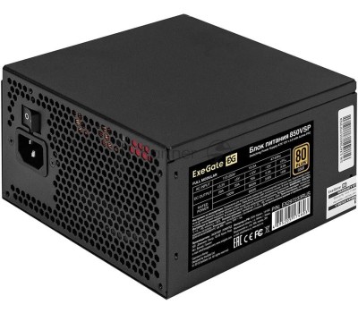 Блок питания Exegate EX297233RUS Блок питания 850W 80 PLUS® GOLD 850VSP FC (ATX3.0, APFC, КПД 90% (80 PLUS GOLD), 120mm fan, 24pin, 2x(4+4)pin, PCIE5.0/12VHPWR, 4xPCI-E, 6xSATA, 3xIDE, 1xFDD, Full Cable Management