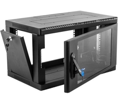 Электроника / Телекоммуникационные шкафы ЦМО Шкаф коммутационный ШРН-9.500-9005 настенный, стеклянная передняя дверь, 9U, 600x346x529 мм